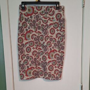 LuLaRoe Red and White Pencil Midi Skirt for Work